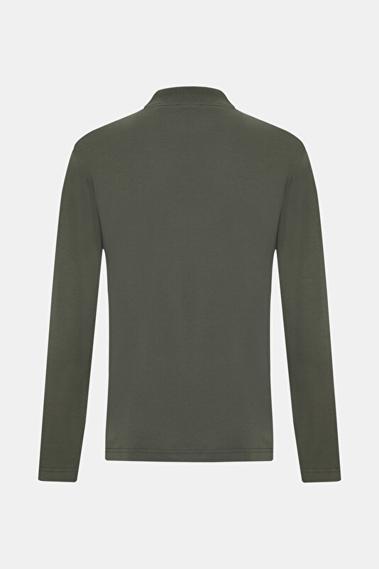 DARK GREEN POLO NECK LONG SLEEVE TSHIRT 2