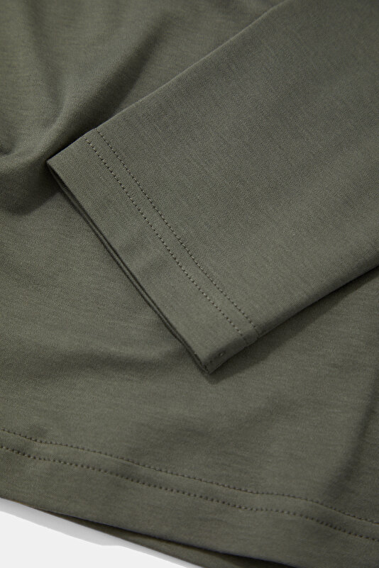 DARK GREEN POLO NECK LONG SLEEVE TSHIRT 4