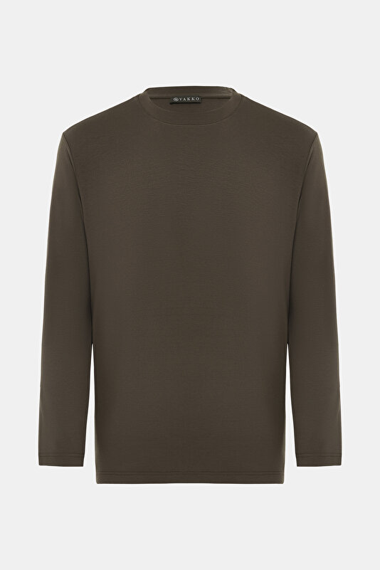 BROWN BICYCLE COLLAR LONG SLEEVE TSHIRT