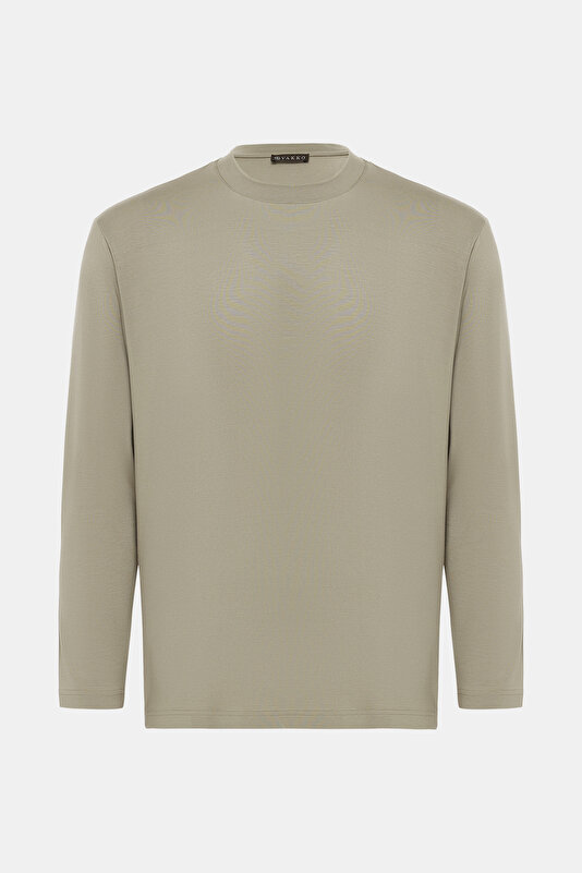 STONE COLOR BICYCLE COLLAR LONG SLEEVE TSHIRT