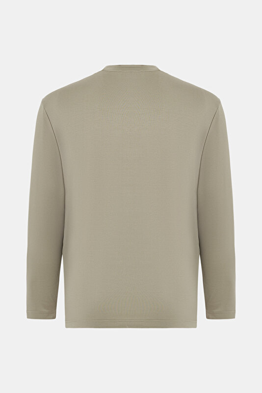 STONE COLOR BICYCLE COLLAR LONG SLEEVE TSHIRT 2