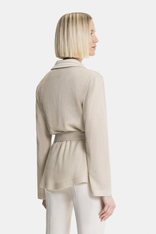 BEIGE SURPLICE NECKLINE (CROSS-OVER NECKLINE) JACKET 2