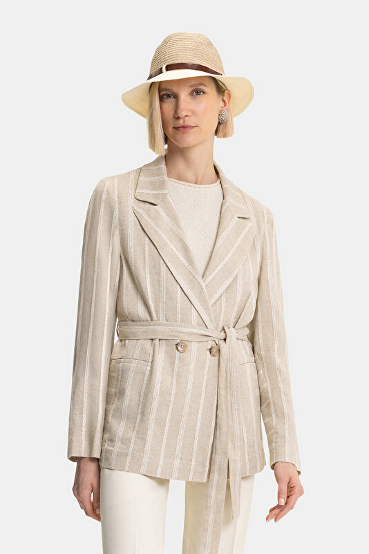 ECRU SURPLICE NECKLINE (CROSS-OVER NECKLINE) JACKET