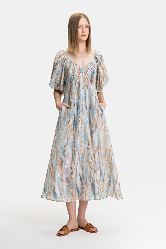 TAN SHORT SLEEVE DRESS 4