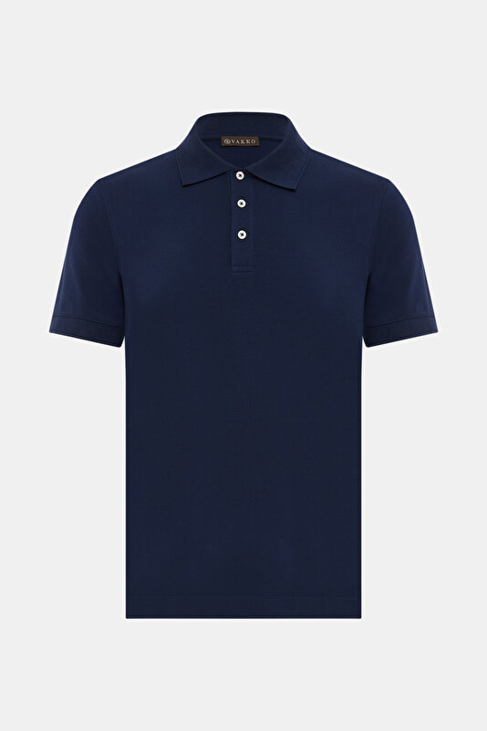 NAVY BLUE POLO NECK SHORT SLEEVE TSHIRT