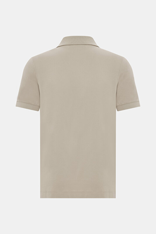 BEIGE POLO NECK SHORT SLEEVE TSHIRT 2