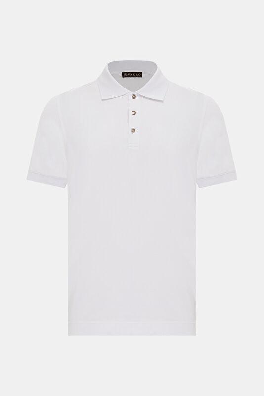 WHITE POLO NECK SHORT SLEEVE TSHIRT