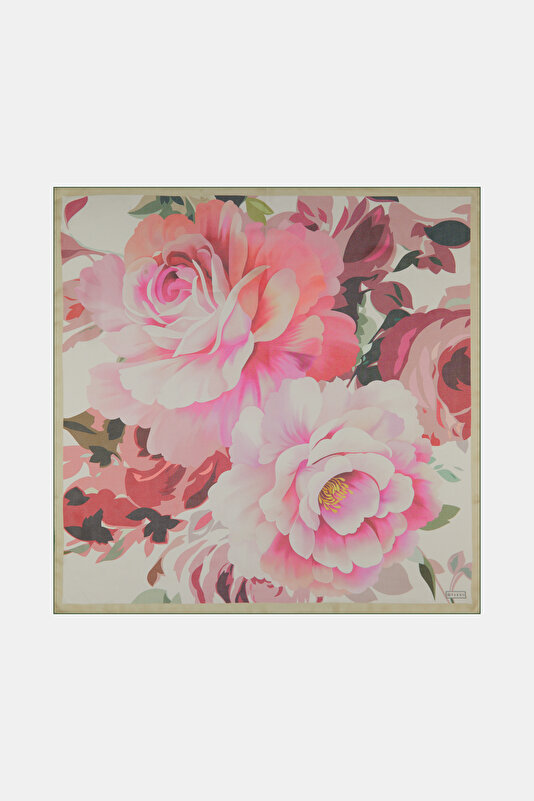 FUCHSIA FLORAL PATTERN ETAMIN VOILE SCARF