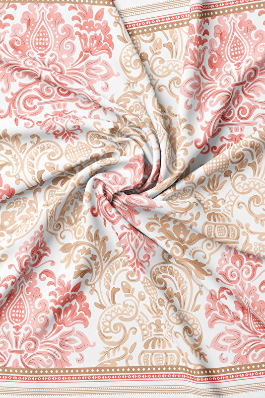 NAR ÇİÇEĞİ ETNİK DESENLİ TWILL İPEK EŞARP 2