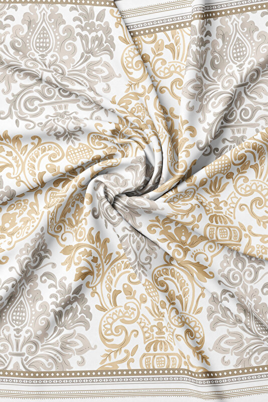 MINK ETHNIC DESIGN TWILL SCARF 2