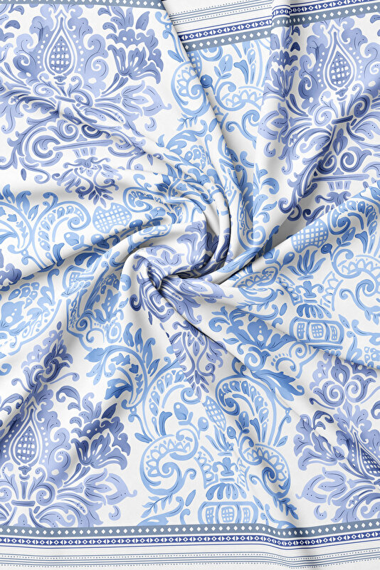NAVY BLUE ETHNIC DESIGN TWILL SCARF 2