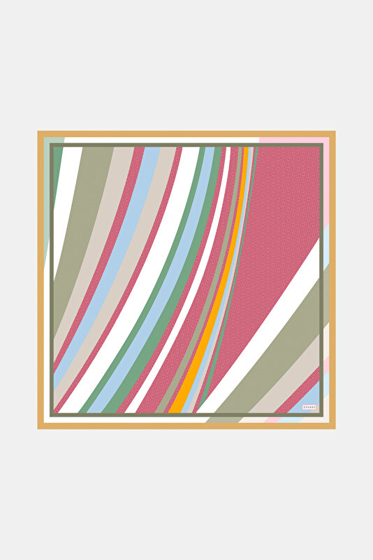 PEMBE GEOMETRİK DESENLİ TWILL İPEK GAVROŞ