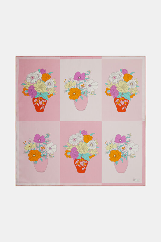 LIGHT PINK FLORAL PATTERN TWILL GAVROŞ