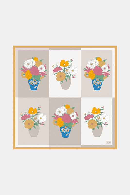 MINK FLORAL PATTERN TWILL GAVROŞ
