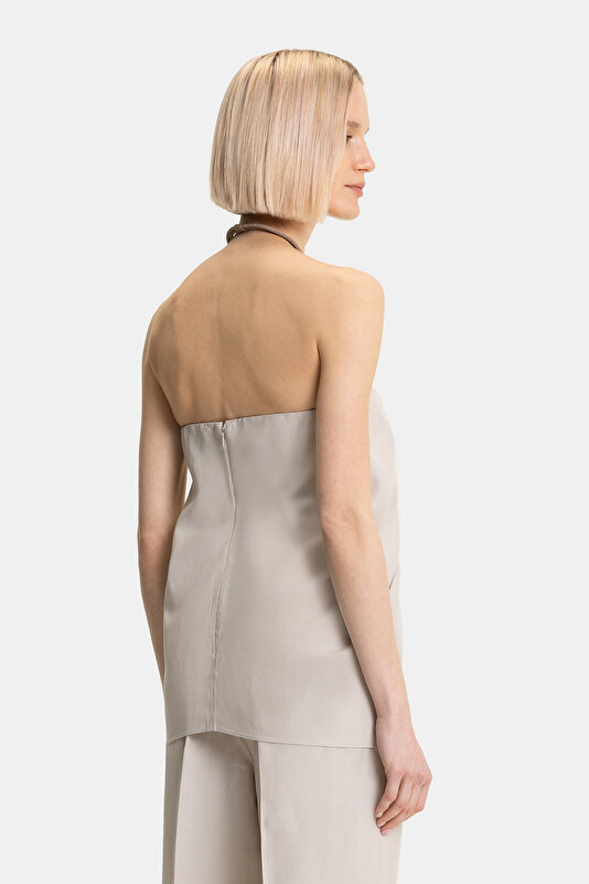 BEIGE STRAPLESS SLEEVELESS BLOUSE 2