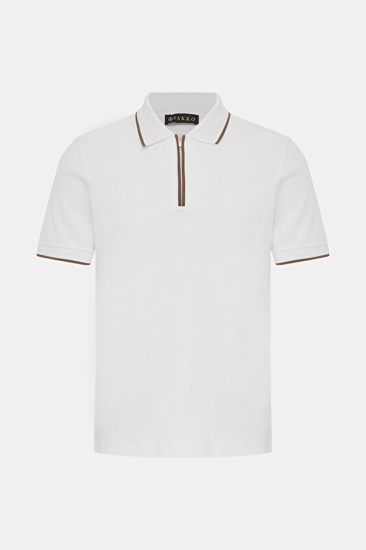 WHITE POLO NECK SHORT SLEEVE TSHIRT