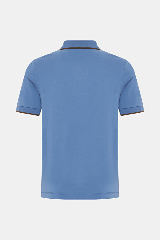 INDIGO POLO NECK SHORT SLEEVE TSHIRT 2