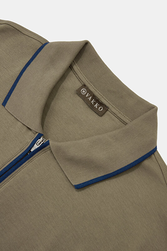 KHAKI POLO NECK SHORT SLEEVE TSHIRT 3
