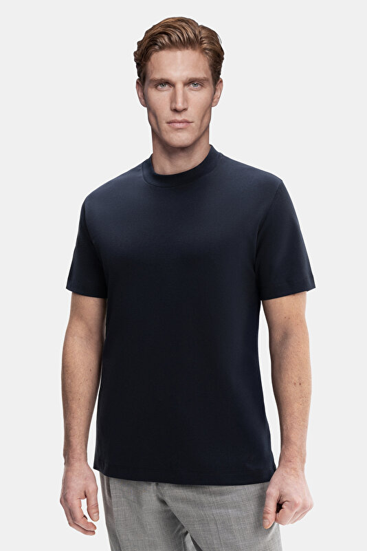 NAVY BLUE BICYCLE COLLAR SHORT SLEEVE TSHIRT