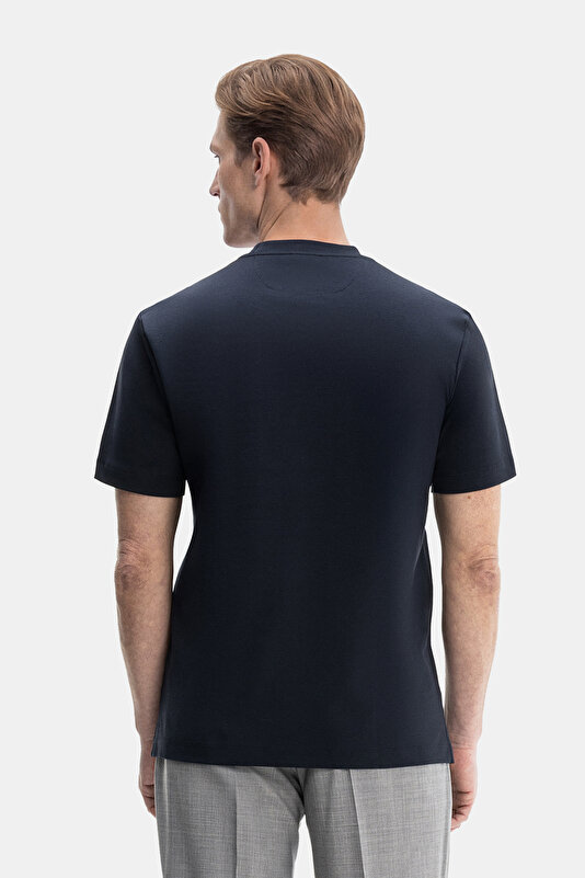 NAVY BLUE BICYCLE COLLAR SHORT SLEEVE TSHIRT 2