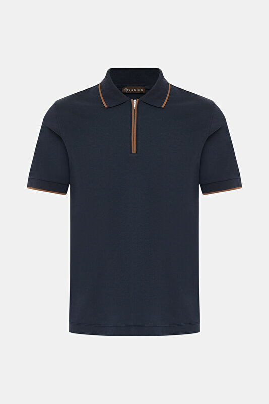 NAVY BLUE POLO NECK SHORT SLEEVE TSHIRT