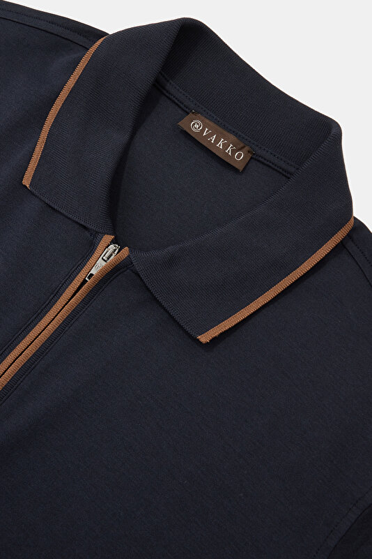 NAVY BLUE POLO NECK SHORT SLEEVE TSHIRT 3