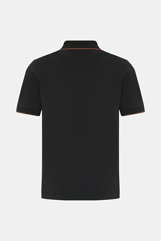 BLACK POLO NECK SHORT SLEEVE TSHIRT 2