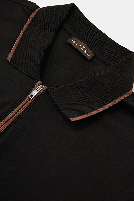 BLACK POLO NECK SHORT SLEEVE TSHIRT 3