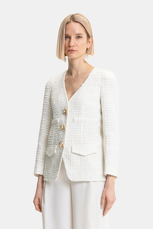 ECRU V NECK JACKET