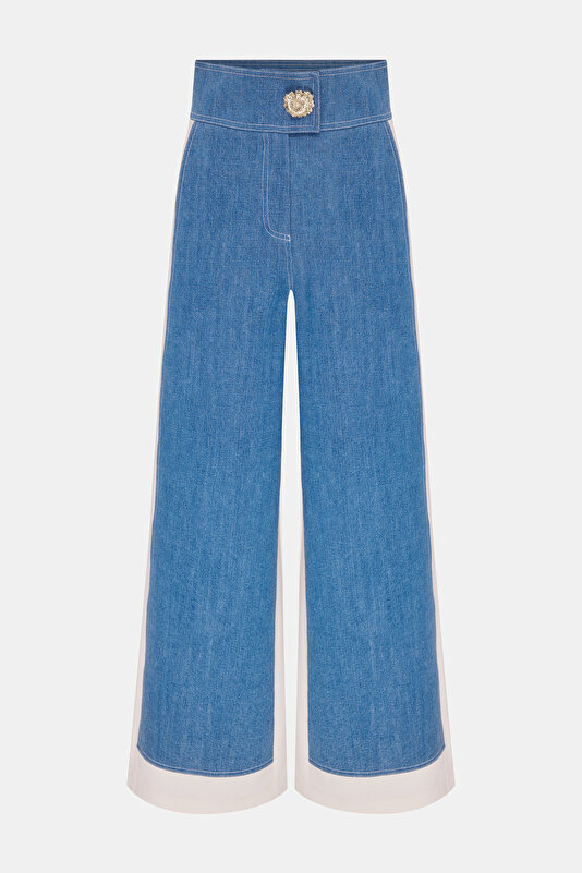 ECRU WIDE LEG TROUSERS 4