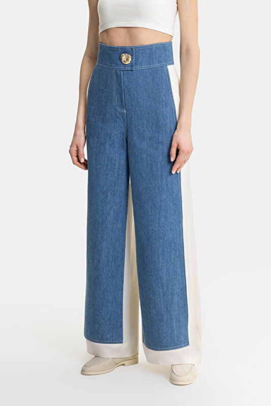 ECRU WIDE LEG TROUSERS 2
