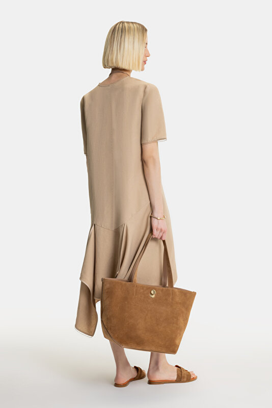 DARK BEIGE SHORT SLEEVE DRESS 2