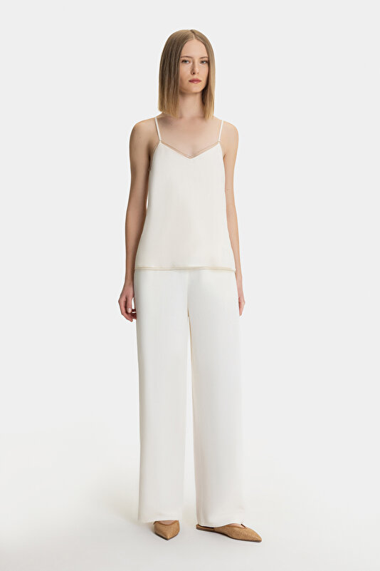 ECRU PLUNGE NECKLINE SLEEVELESS SUSPENDER BLOUSE 4