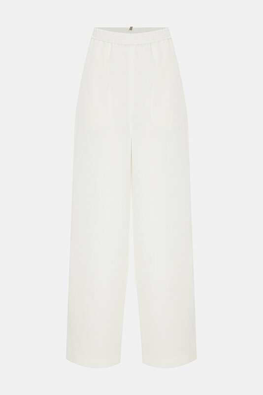 ECRU WIDE LEG TROUSERS 4