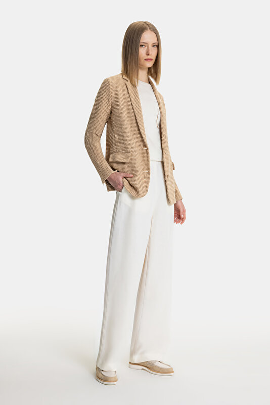 ECRU WIDE LEG TROUSERS