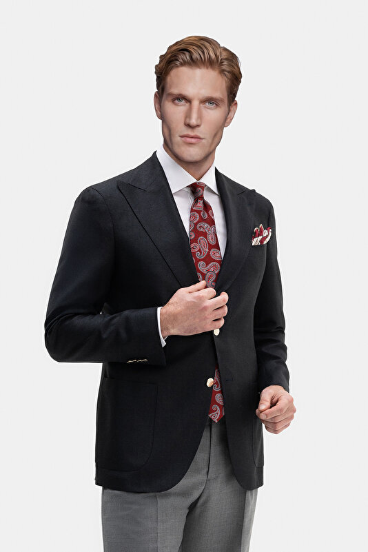 DARK NAVY BLUE SURPLICE NECKLINE (CROSS-OVER NECKLINE) JACKET