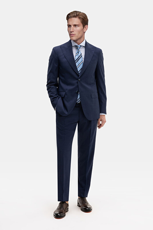 INDIGO SURPLICE NECKLINE (CROSS-OVER NECKLINE) WOOL/CASHMERE SUIT