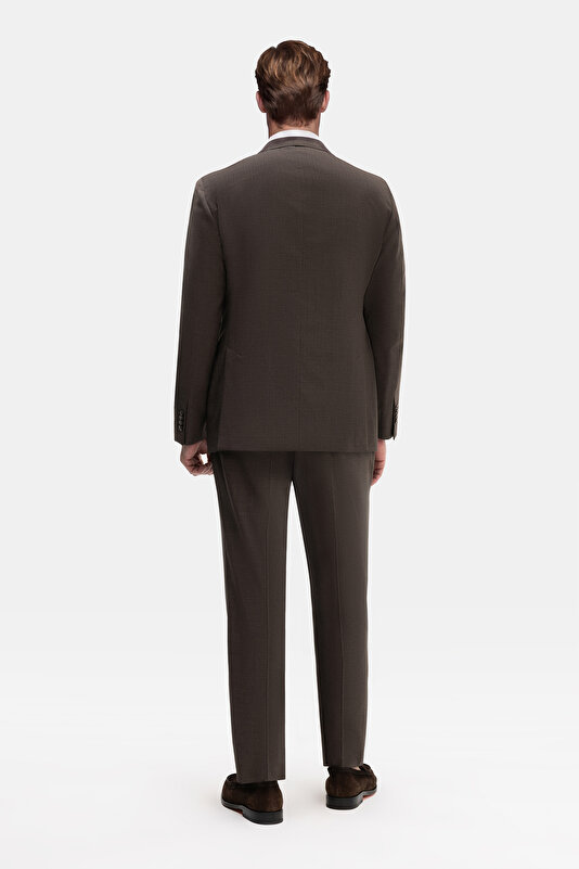 BROWN SURPLICE NECKLINE (CROSS-OVER NECKLINE) WOOL/CASHMERE SUIT