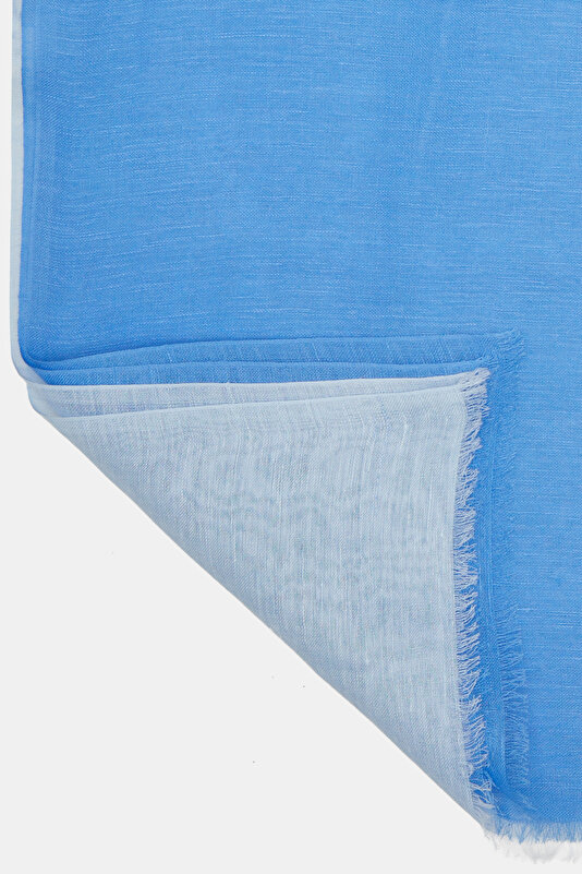 LIGHT BLUE DEGRADE DESIGN LINEN COTTON SHAWL 2