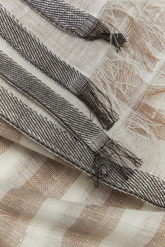 BLACK STRIPED COTTON/LINEN SHAWL 3