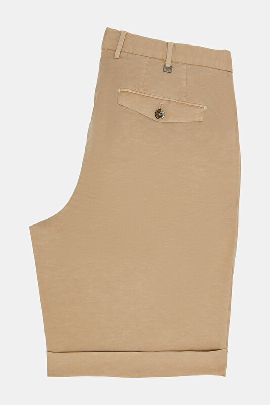 BEIGE COTTON/LINEN BERMUDA 2