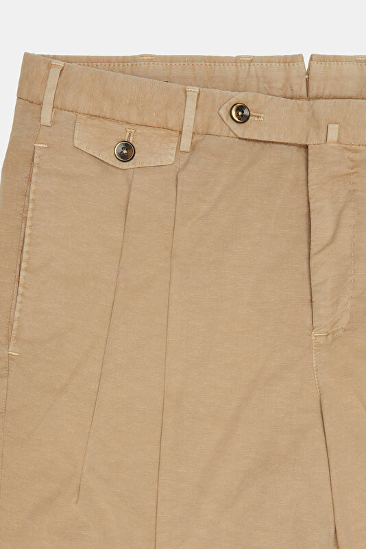BEIGE COTTON/LINEN BERMUDA 4