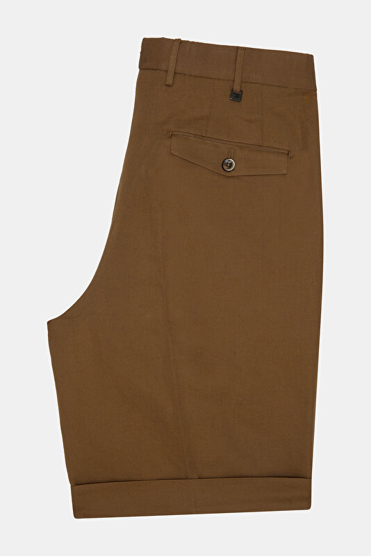 DARK BEIGE COTTON/LINEN BERMUDA 2