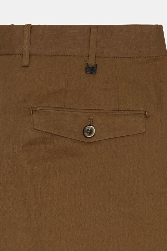 DARK BEIGE COTTON/LINEN BERMUDA 3