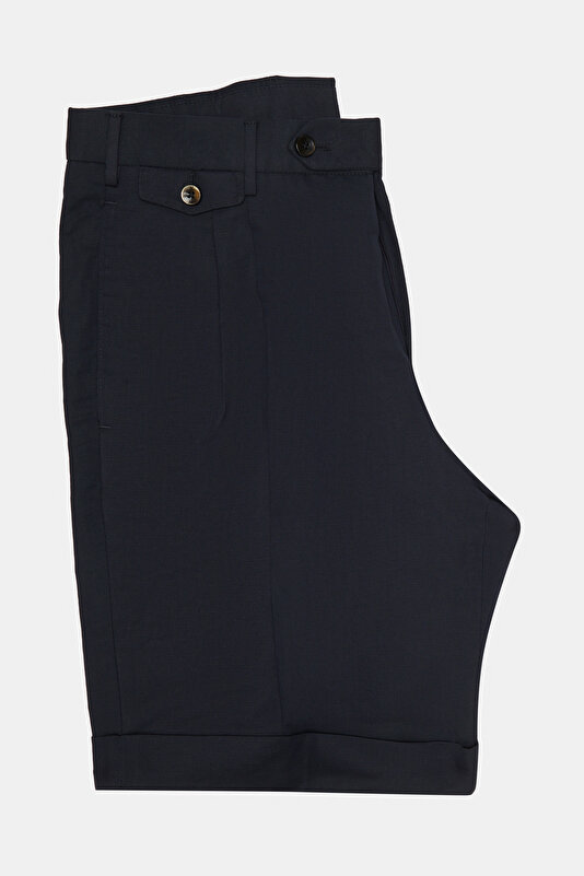 NAVY BLUE COTTON/LINEN BERMUDA