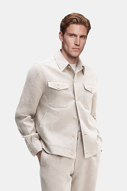 LIGHT BEIGE LINEN COAT