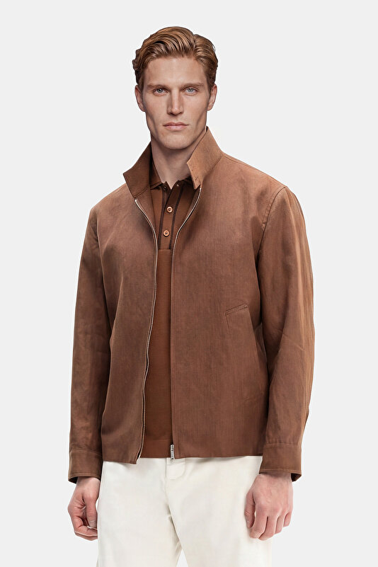 BRICK LINEN COTTON COAT