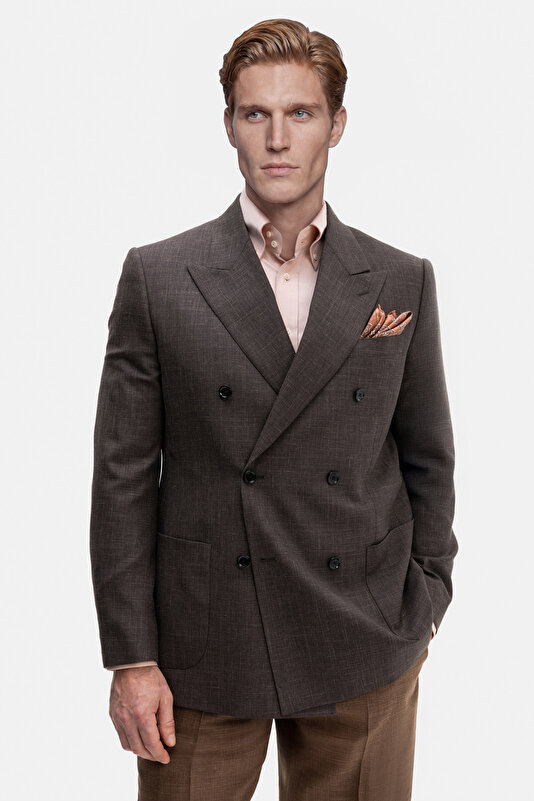 BROWN SURPLICE NECKLINE (CROSS-OVER NECKLINE) JACKET 4
