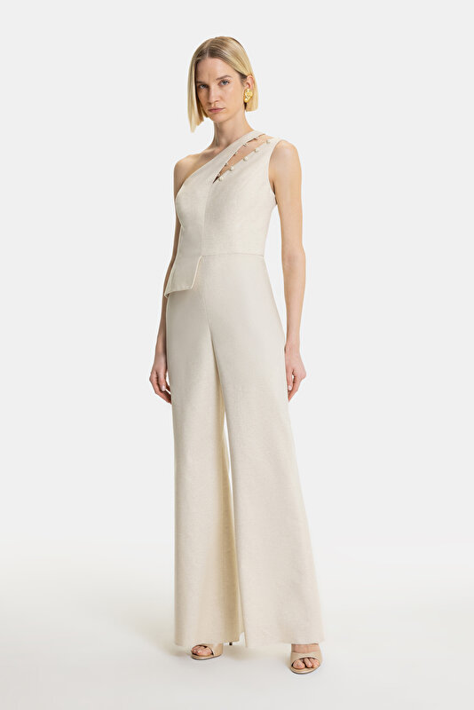 ECRU CLEAVAGE SLEEVELESS JUMPSUIT 4