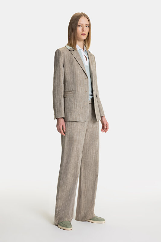 MINK STRIPED STRAIGHT CUT TROUSERS